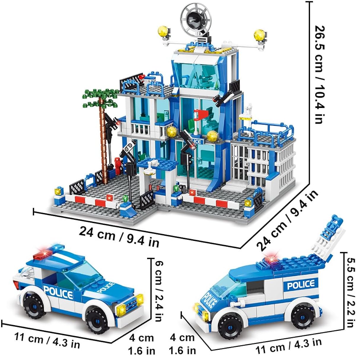 MindBox City Police Station Building Set, 570 Pieces City Police Set Toy Building Blocks Kit Gifts for Boys Ages 6-12