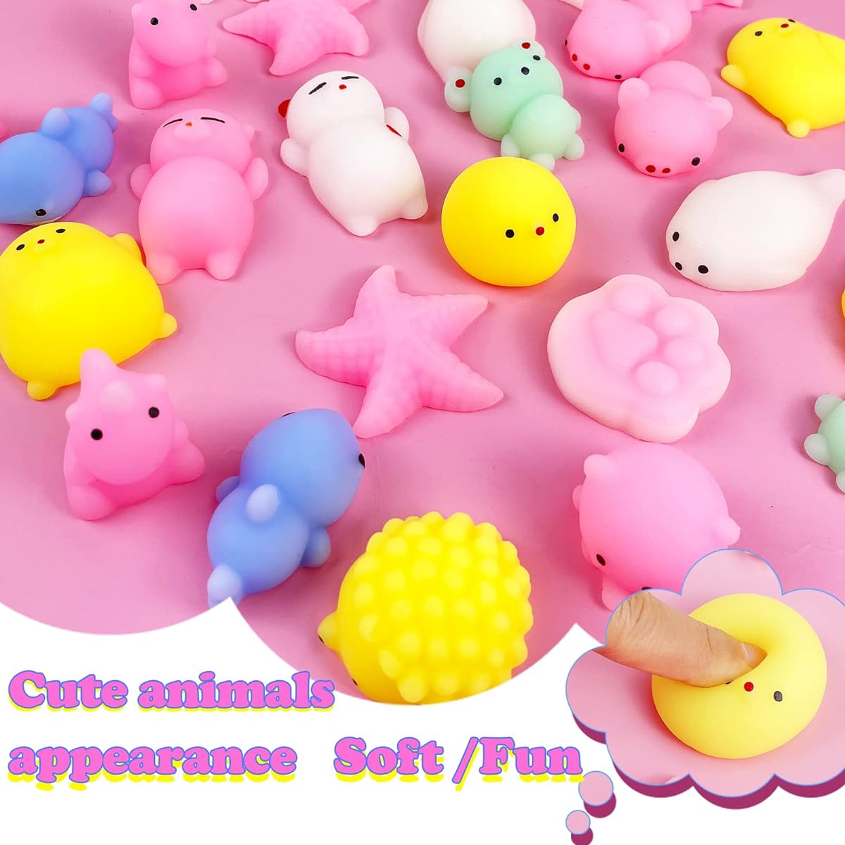 30pcs Sparkly Squishy Squishy Animal Toys Mini Kawaii Mochi Squishy Stress Relief Squeeze Toys Party Favors Birthday Gifts Classroom Prizes Goodie Bag Stuffers Stress Relief Toys