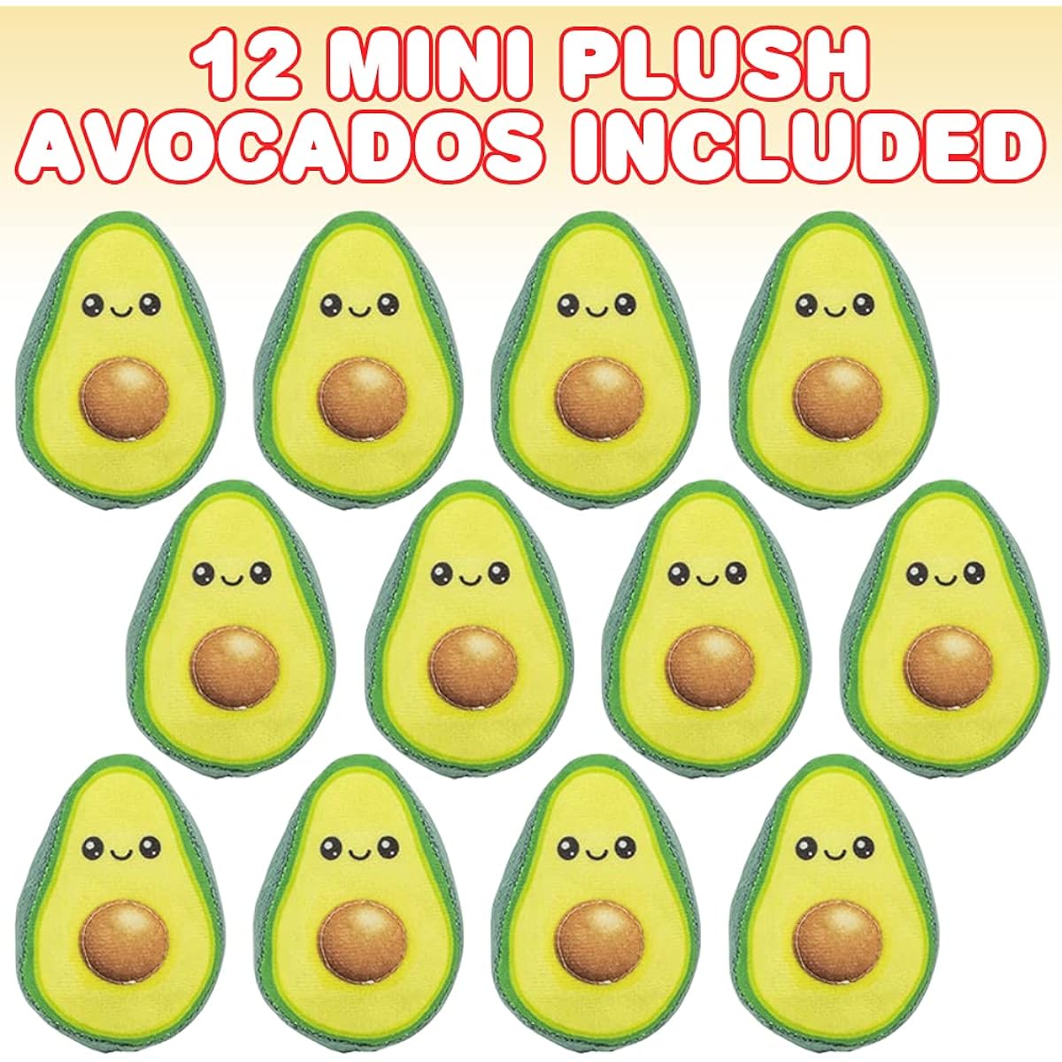 ArtCreativity Mini Plush Avocados for Kids - Set of 12 - Soft Stuffed Avocado Toys - Cute Party Supplies, Party Decorations, Snack Party Favors, Easter Basket Stuffers, Goodie Bag Fillers