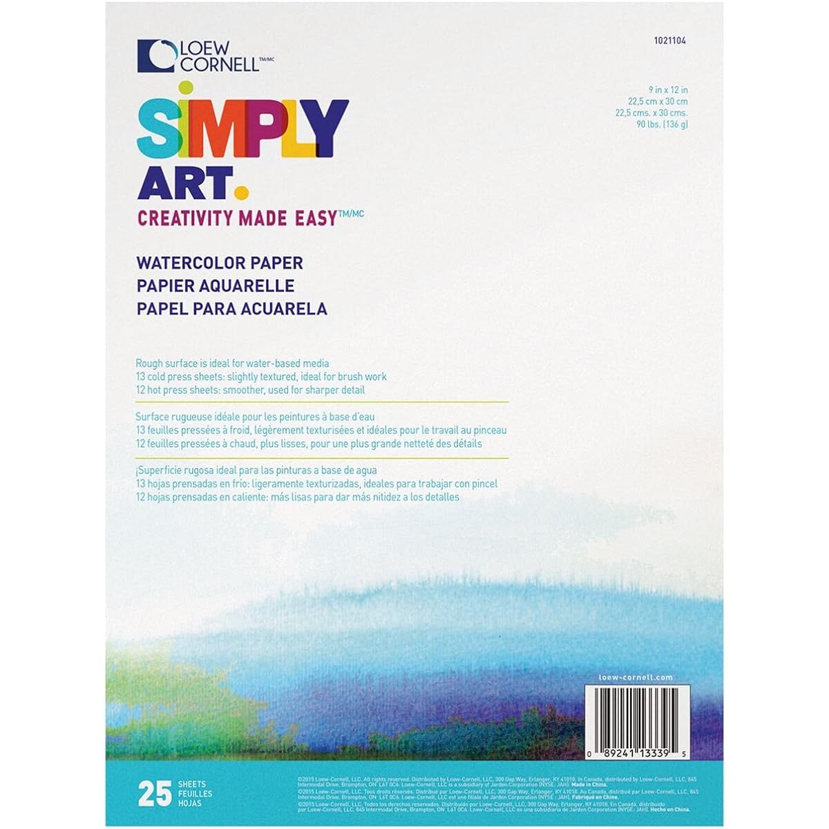 Simply Art Watercolor Paper Pads 9"X12"-25 Sheets (Parallel Import)