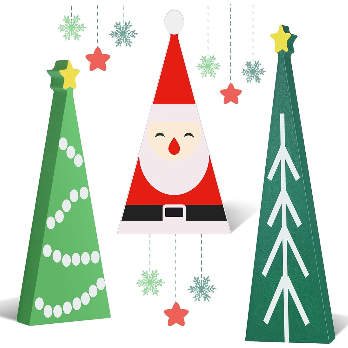 Set of 3 Christmas Table Wooden Sign Wooden Christmas Tree Table Decoration Christmas Wooden Tree Santa Sign Christmas Wooden Block Freestanding Wooden Sign Christmas Table Mantel Home Decoration