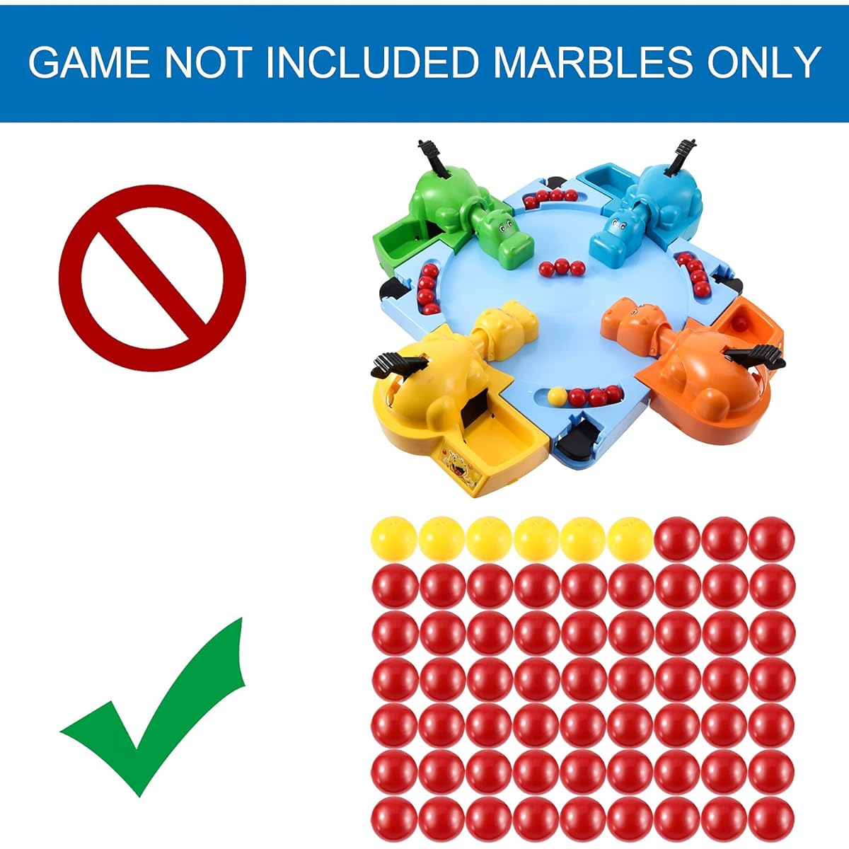 Gejoy 63 Piece Game Replacement Marbles, Set of 3 Game Replacement Balls for Hungry Hungry Hippos, 57 Red Balls and 6 Yellow Balls