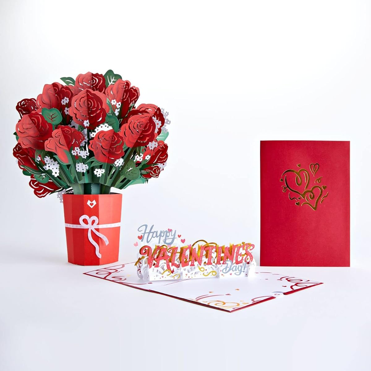 Lovepop Red Rose Bouquet & Happy Valentine's Day Pop Up Card, 6.8"L x 6"W x 8.5"D, 3D Valentine Gifts, Wife Gifts, Anniversary Cards, with Flower Delivery Card