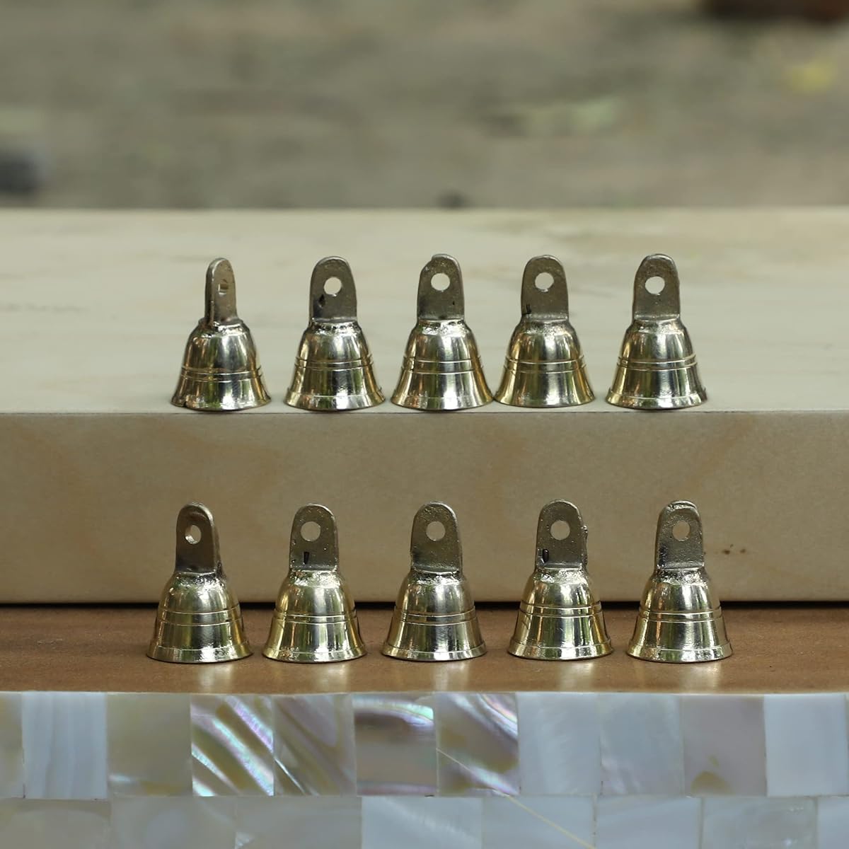 Wonderlist Handicrafts 50pcs Set Small Indian Brass Bells Jingle Bells Home Door Decor Craft Chimes Christmas Decorations Pet Bells Christmas Craft Bells