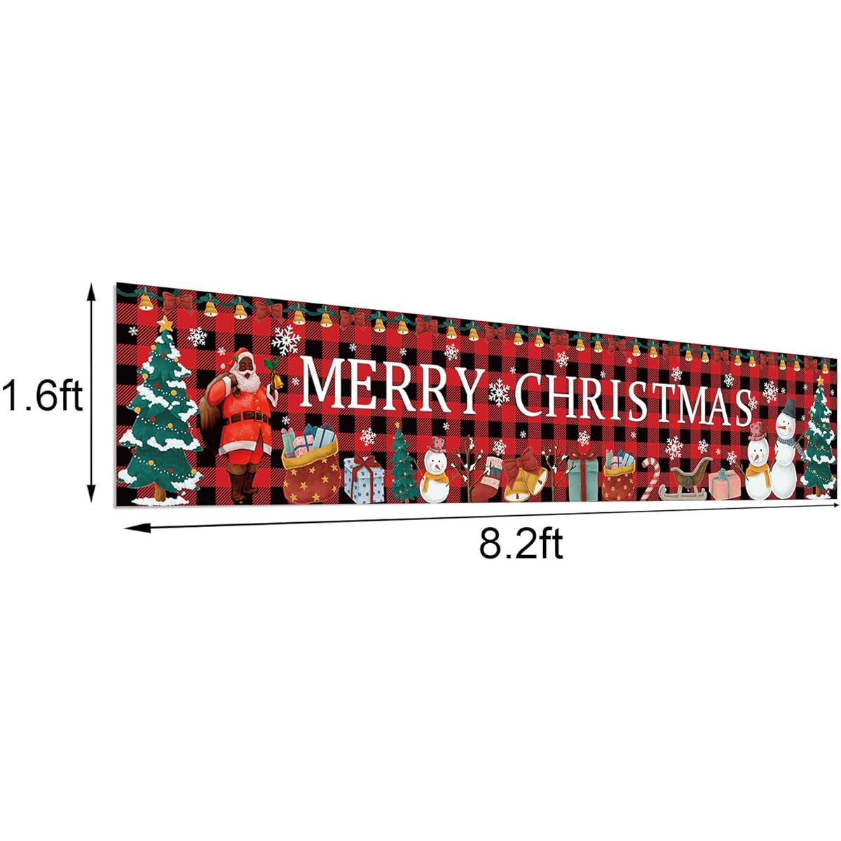 Rvsticty African American Christmas Decorations Merry Christmas Banner for Fence Yard Black Santa Christmas Decorations and Home Party Supplies