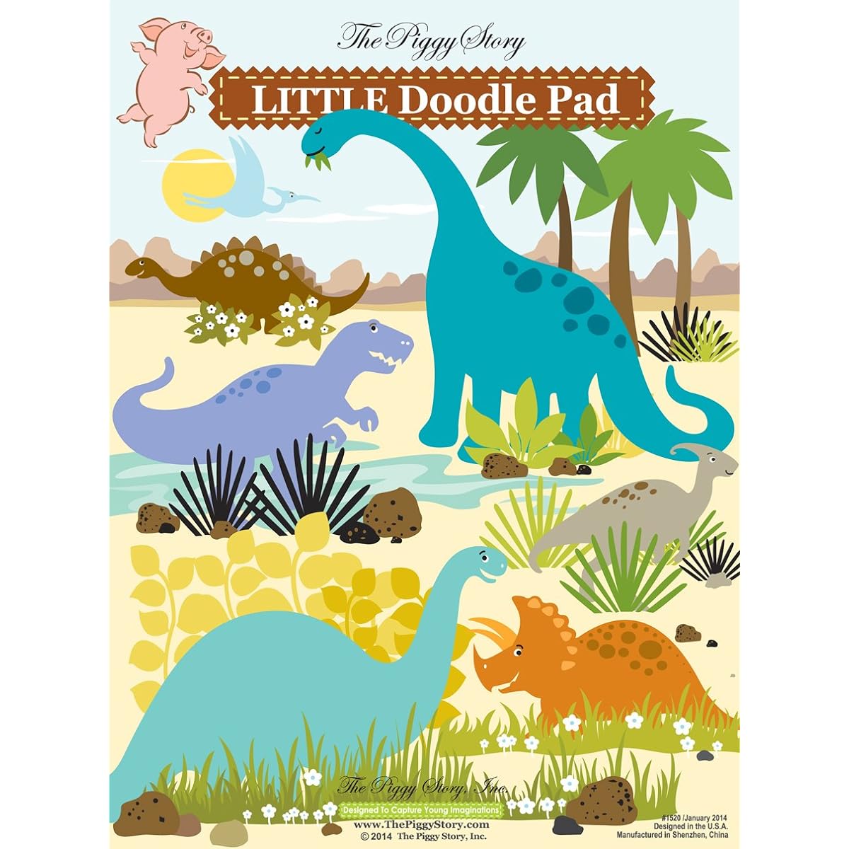 Dinosaur World' The Piggy Story Little Doodle Pad Artfolio Refill for Kids on the Go Single Booklet Blue 1520