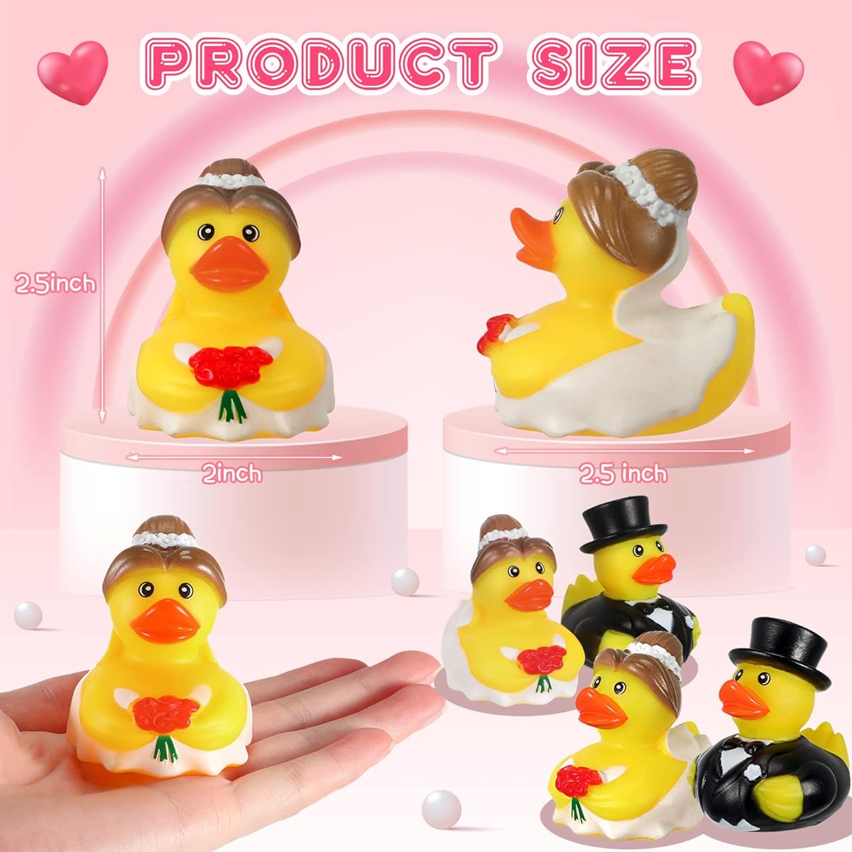 Jerify Bride and Groom Duck Bath Toy 2.5 Inch Wedding Rubber Duck Marriage Mini Rubber Duck Bulk Small Duck Wedding/Baby/Bridal Shower/Gift/Souvenir(24)