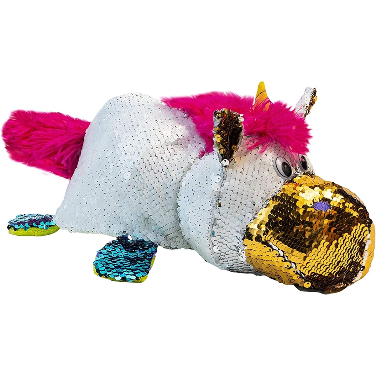 FlipaZoo FB Flipkins - 2 Pack (Unicorn/Drug & Chocolate Lab/White Cat) - Reversible Sequin Body
