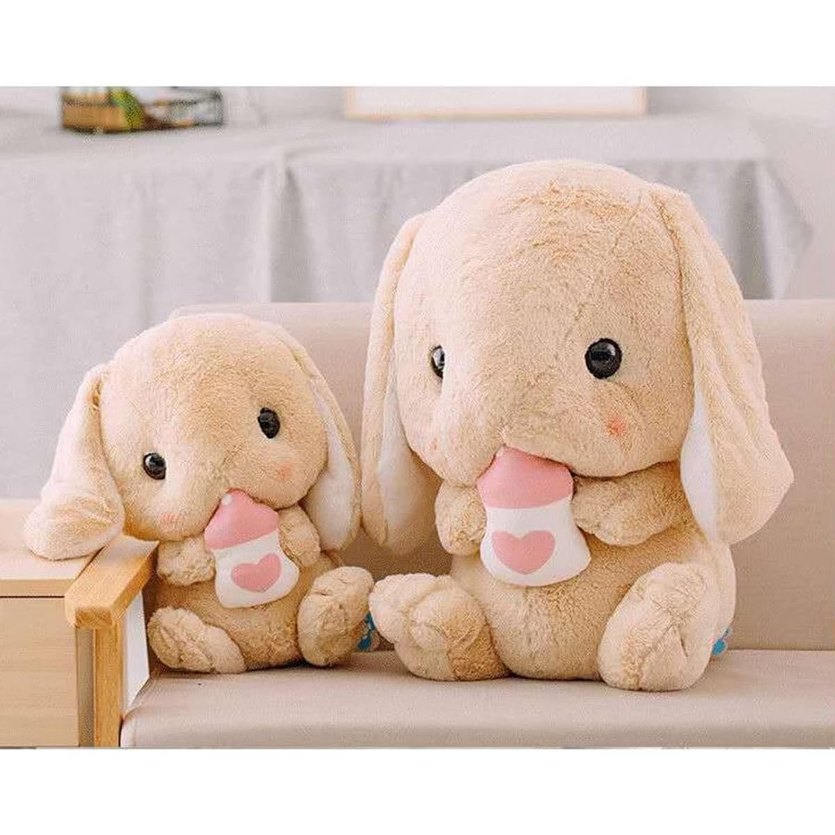 MSGKV Cute Bunny Stuffed Animals, Easter Bunny Plush Toys, Small Rabbit Plush Bunny Pillow for Kids Girls Women Christmas Eve Birthday Christmas Valentine's Day 12.5inch/32cm Brown Baby Bottle