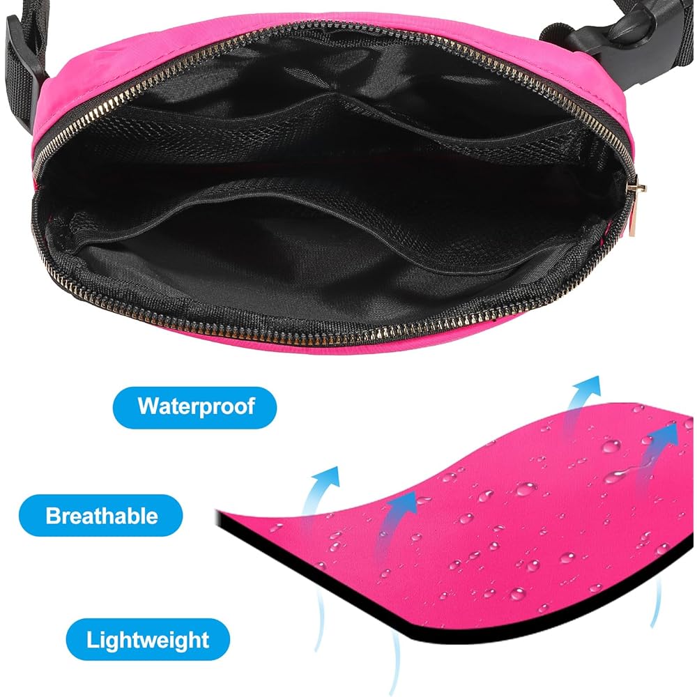 PATIKIL Fanny Pack Waterproof Belt Bag Men & Women Adjustable Crossbody Bag Waist Bag for Running Travel Workout Rose Red