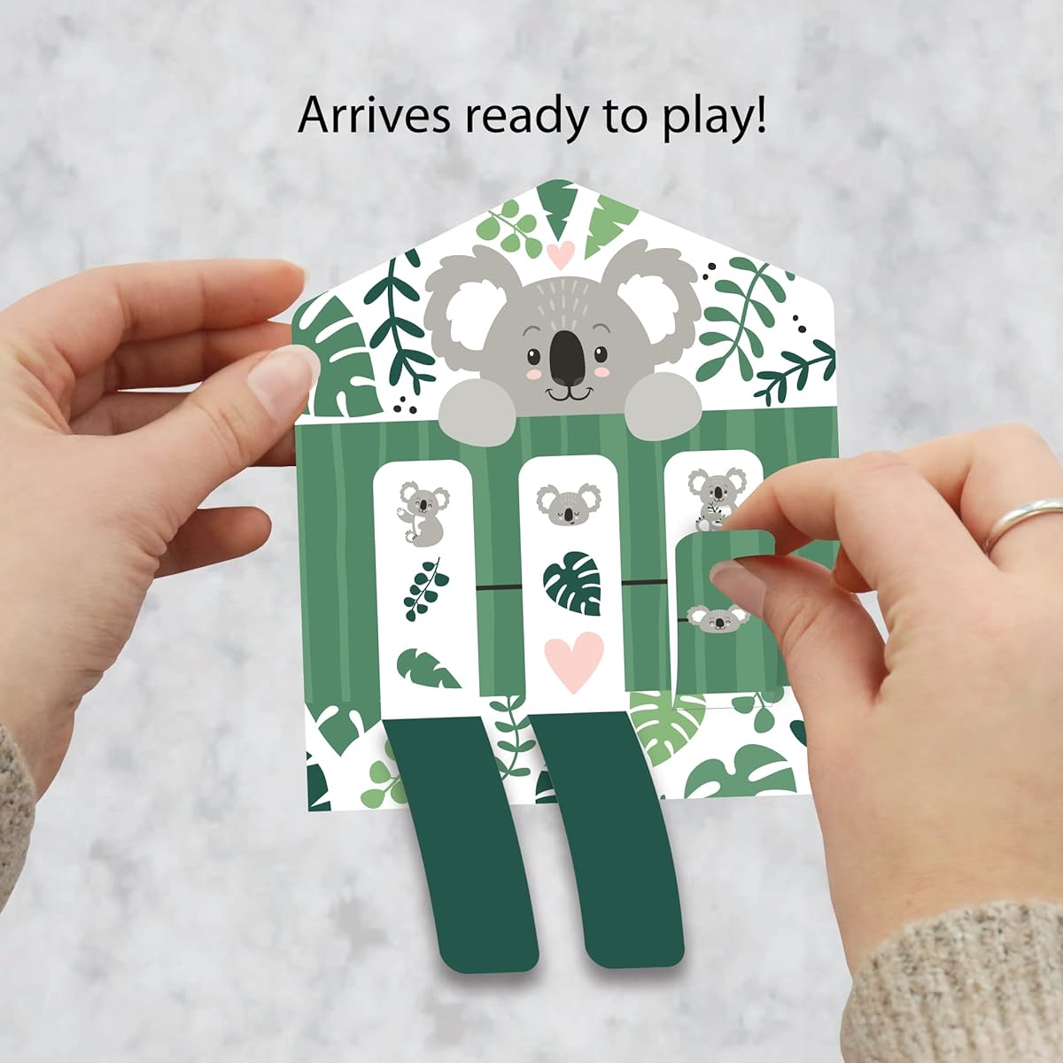 Big Dot of Happiness Koala Cutie - Bear Birthday Party and Baby Shower Game Pickle Cards - Pull Tabs 3 Rows - Set of 12