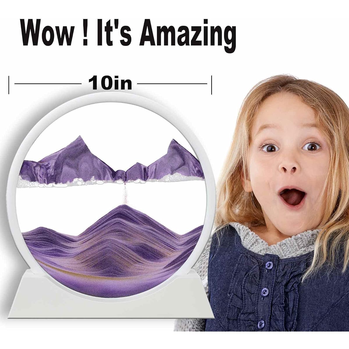 HISELUR Moving Sand Art Picture Kinetic 3D Deep Sea Sand Motion Display Flowing Sand Relax Desktop Toy Home Office Decor Painting Gift Wrapping (10 inch)