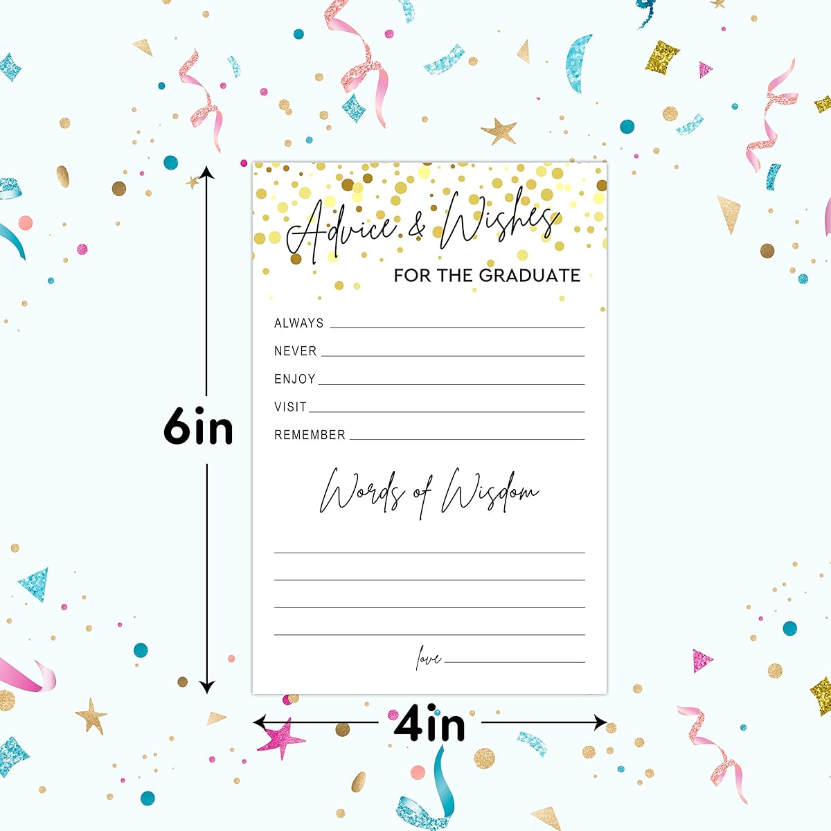 RLCNOT Graduation Advice and Wishes Card Set, Set of 20 - Masters, Junior, College, High School, Junior, College Celebration Announcement Guestbook/Grad089