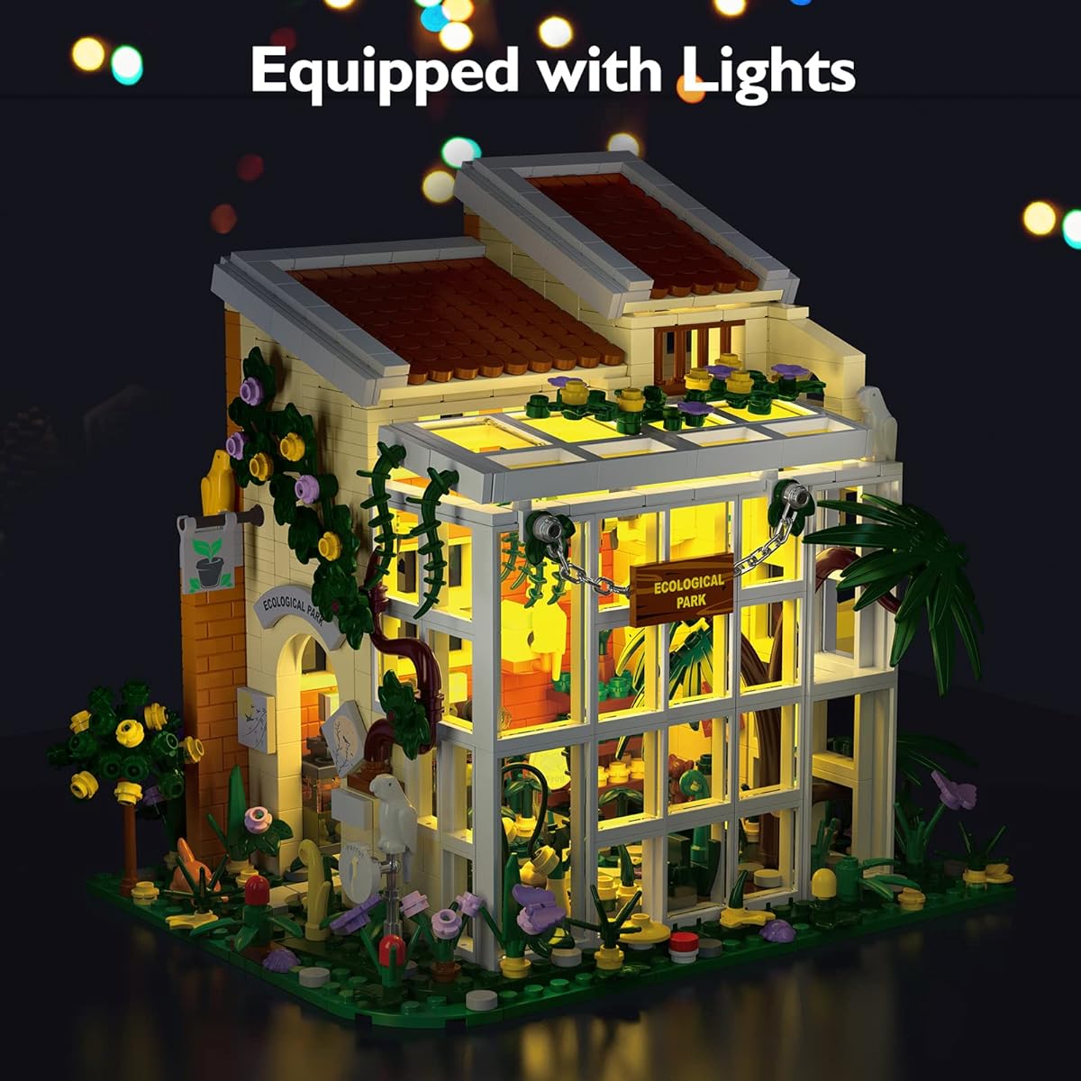 JMBricklayer Lighting Flower House Building Set Ecological Garden Model House Making Kit Greenhouse Display Modular Building Mini House Garden Room Decor Great Gift for Teens Adults (1506 Pieces)