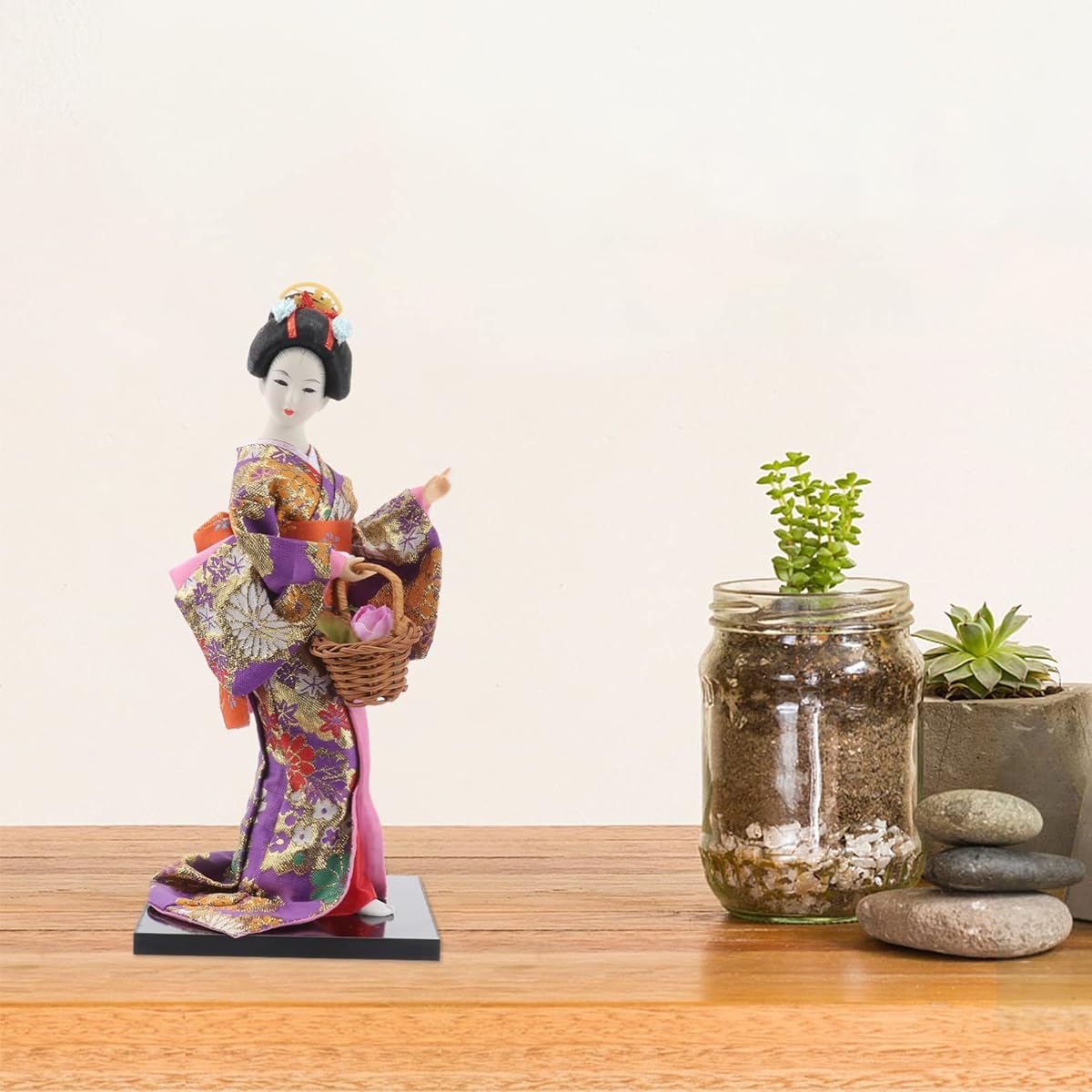 NOLITOY Asian Decor 12" Japanese Geisha Kimono Doll Doll Ornaments Asian Geisha Collectible Figure Office Home Table Decoration Japanese Kimono Geisha Doll Collectible Doll