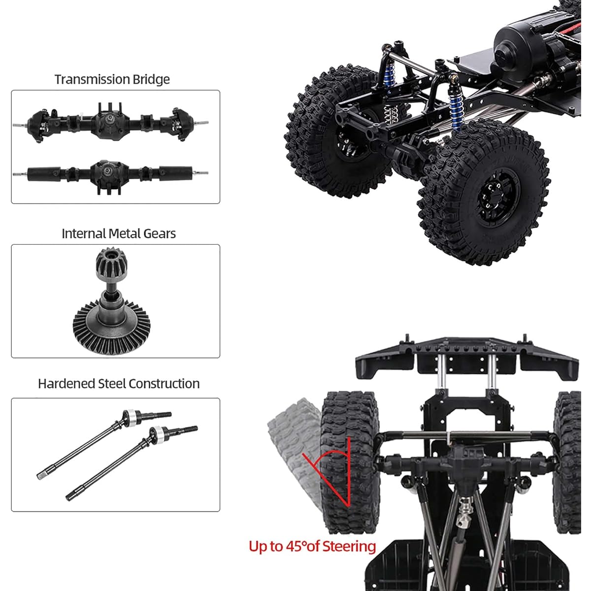SCX10 II Chassis Frame, mewmewcat 313mm Wheelbase Chassis Frame for 1/10 Axle SCX10 II 90046 90047 DIY with Tri for RC Crawler Climbing Car