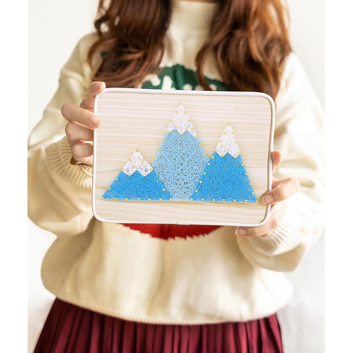 BAZIMA DIY String Art Kit for Beginners, DIY Snow Mountain Craft Kit, Unique Gift, Holiday Craft Kit