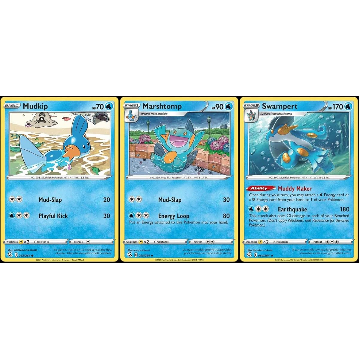 Swampert 064/264 - Fusion Strike - Rare - Pokemon Evolution 3 Card Lot - Stage 2