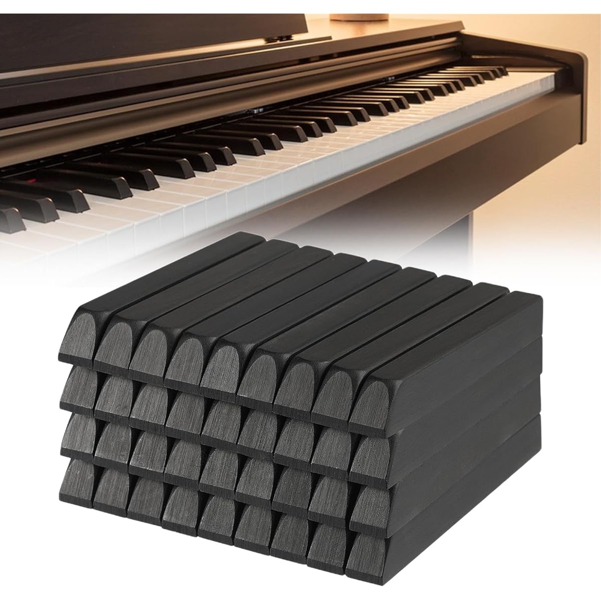 Colaxi 36pcs Piano Sharp Piano Accessories Easy Installation Repair Piano Black Keys