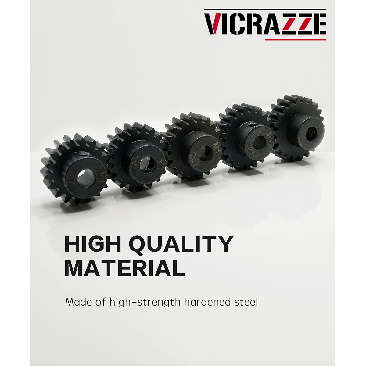 VICRAZZE Hardened Steel M1 Pinion Gear Set 18T 19T 20T 21T 22T 5mm Shaft Motor Gear with Hex Key for 1/8 1/10 RC Brushless Brushed Motor
