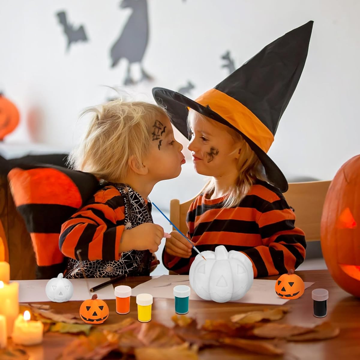 APODESS Pumpkin Decorations Halloween Crafts Pumpkin Lamp Kit DIY Gifts for Kids Boys Girls Ages 4-8 8-12 Paint Kit for Halloween Decorations