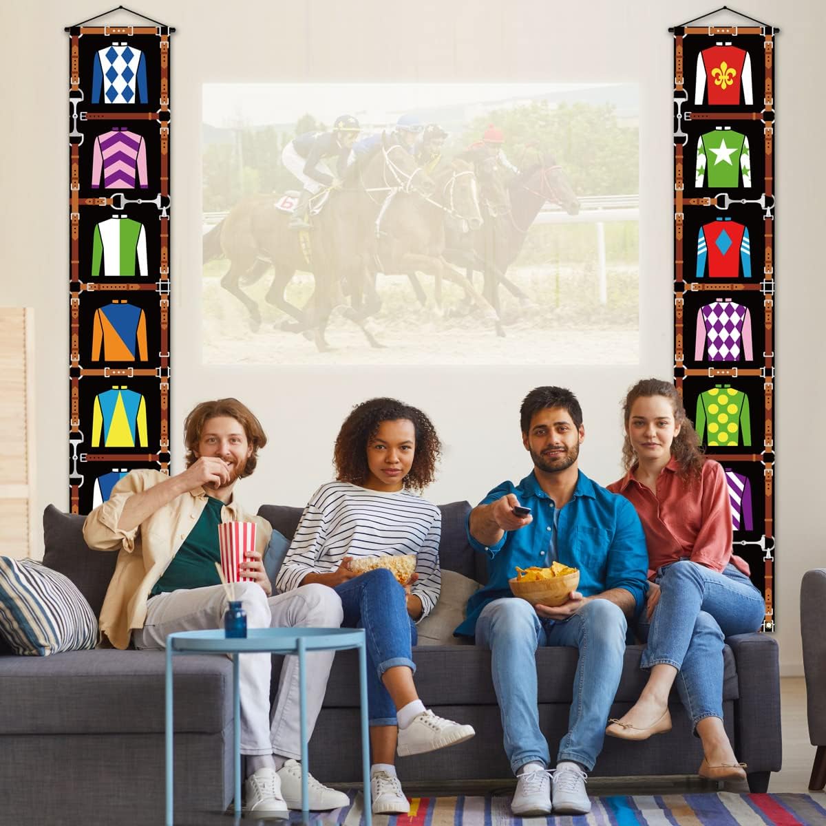 Nepnuser Kentucky Derby Porch Banner Jockey Party Front Door Window Wall Indoor Outdoor Decoration Photo Booth Backdrop
