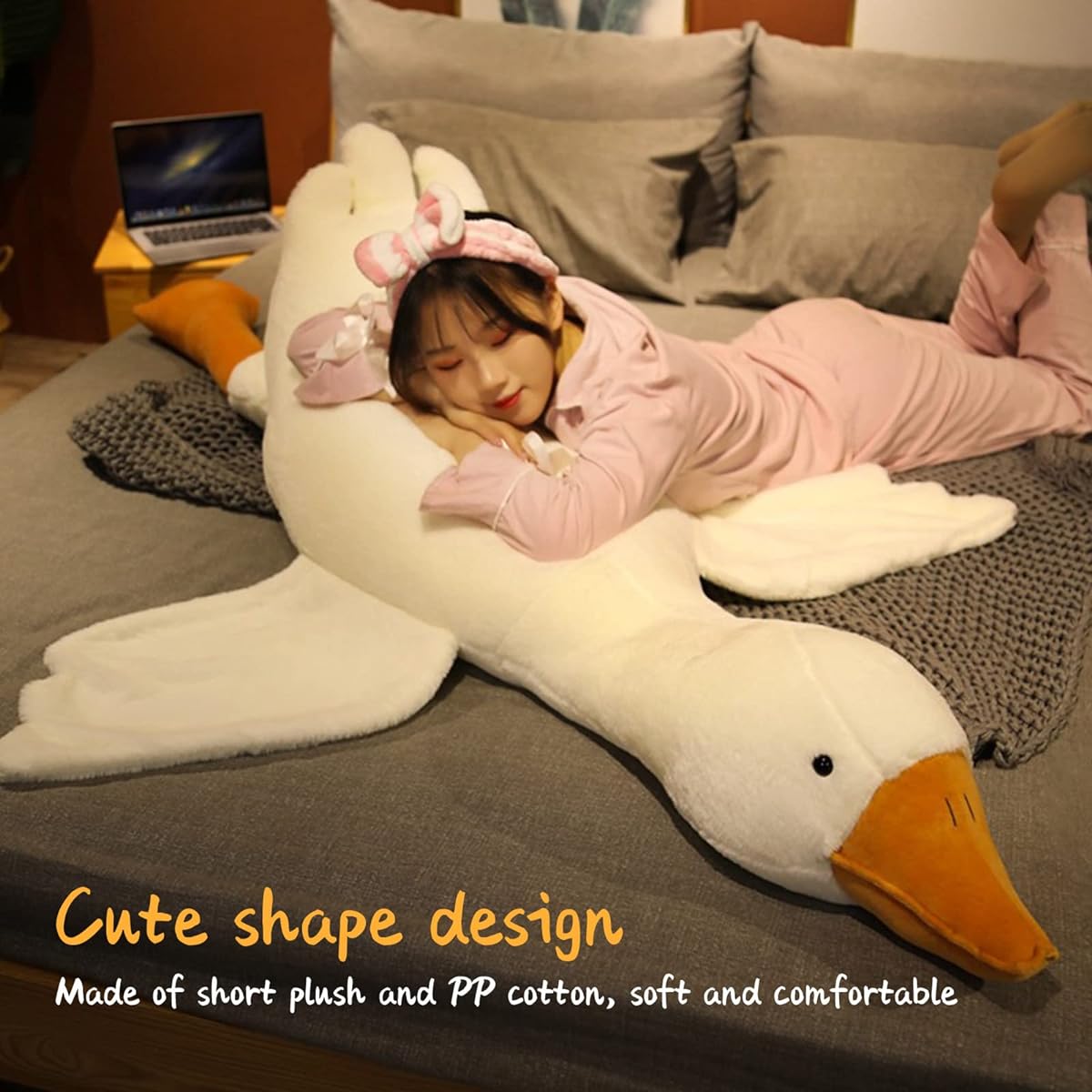 Goose Plush Toy, Cute Soft Plush Pillow, Stuffed Animal, Nap Pillow, Sofa Cushion, Plush Toy (190cm)