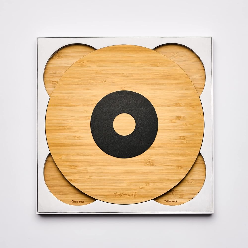 12" 4ECO Vinyl Record Display for Wall Mount - Album Cover with No Frame or Visible Support - Record Storage - Bamboo Natural