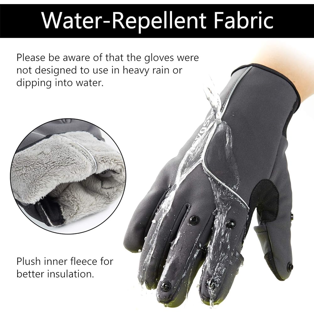 Bassdash Fishing Cold Weather Gloves Gloves Windproof Water Repellent Fishing Gloves 3 Finger Cut Fishing Gloves WintePro