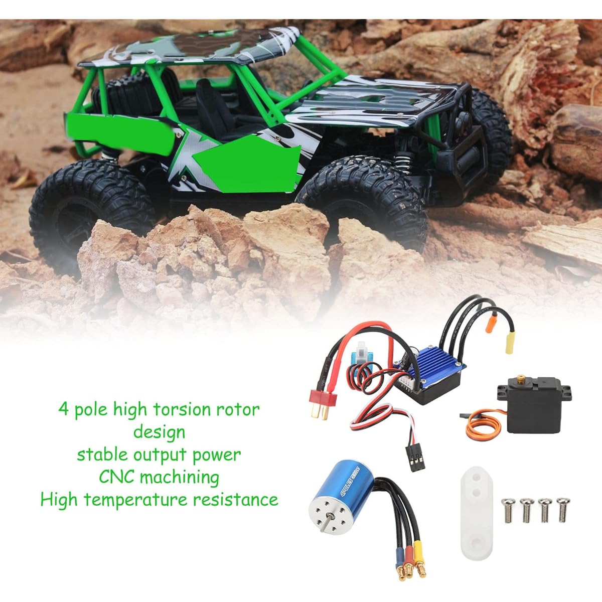 2435 4800KV RC Car Brushless Motor Combo Include 25A ESC 2.2kg Servo RC Brushless Motor for Wltoys HSP 116 118 RC Car
