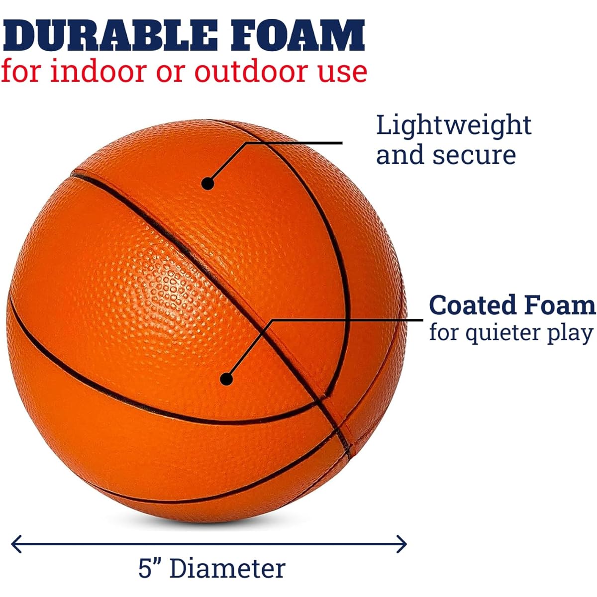 Mini 5" Orange Foam Basketball for Skywalker Sports Trampoline Basketball Hoop Game | Replacement Foam Basketball for Trampoline Basketball Set | Set of 2 Balls