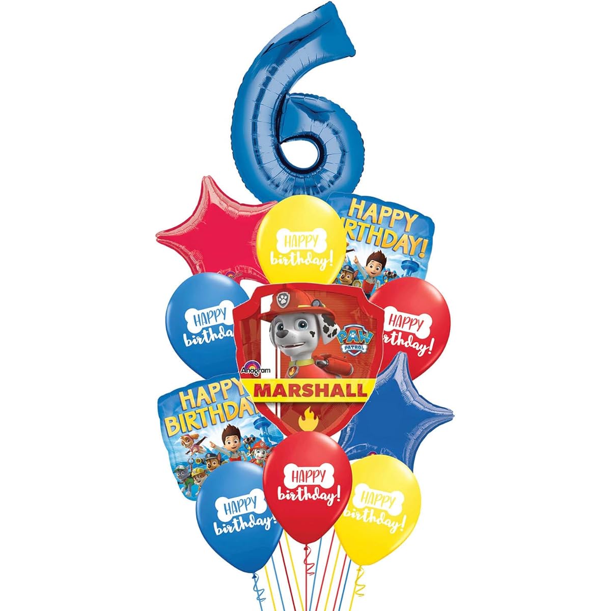 Paw Patrol Ziggos Party 6th Birthday Balloon Kit Includes Foil and Latex Balloons and Precut Ribbon