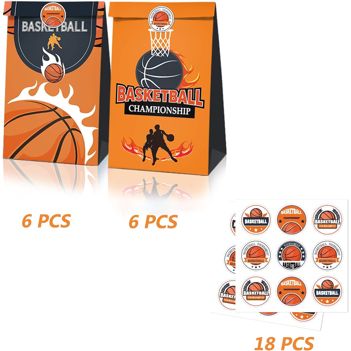 CupaPlay 12pcs Basketball Party Goodie Bags/Party Favors Bags Party Supplies Decorations