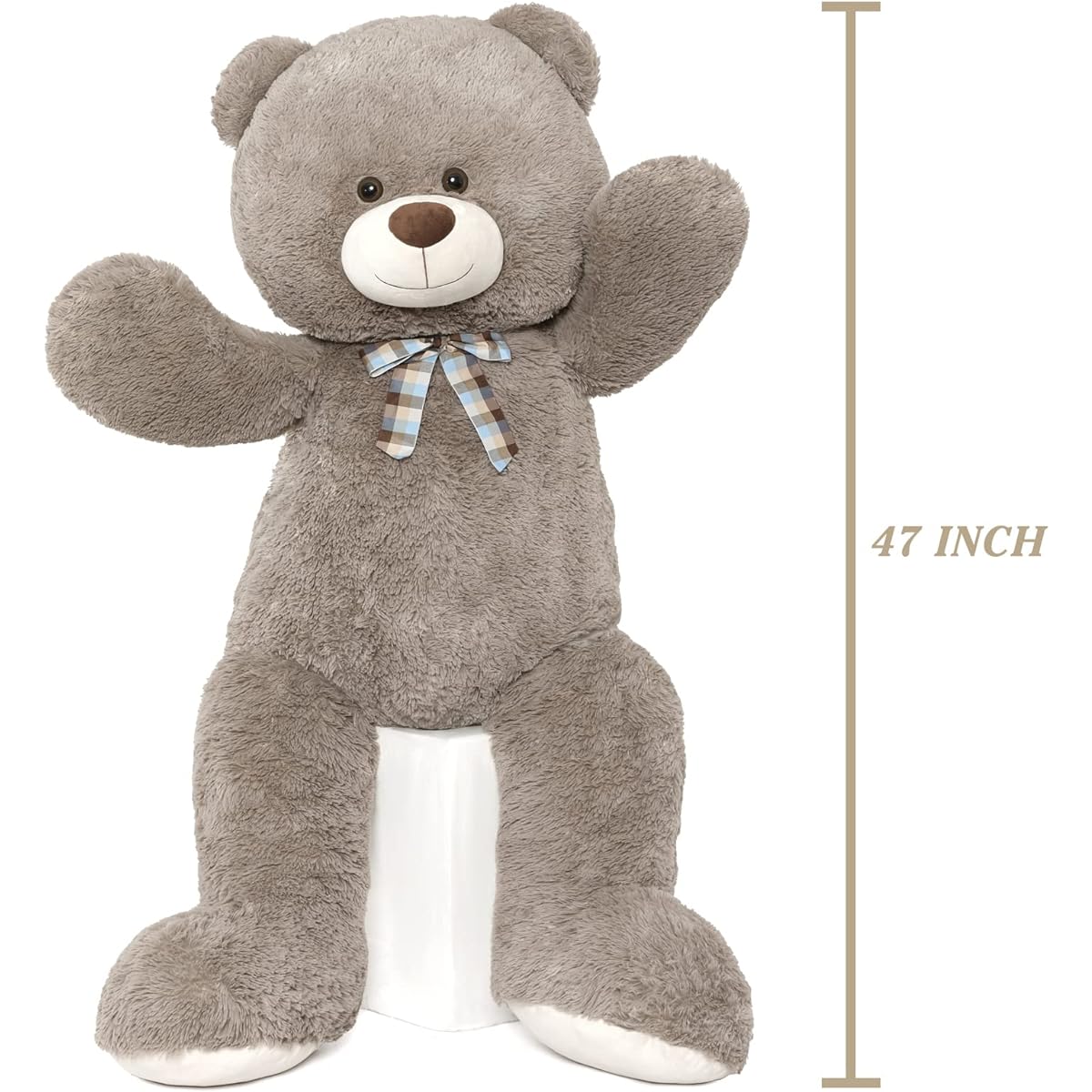 Tezituor Giant Teddy Bear Plush Toy 47" Huggable Stuffed Animal with Bow Tie Brown