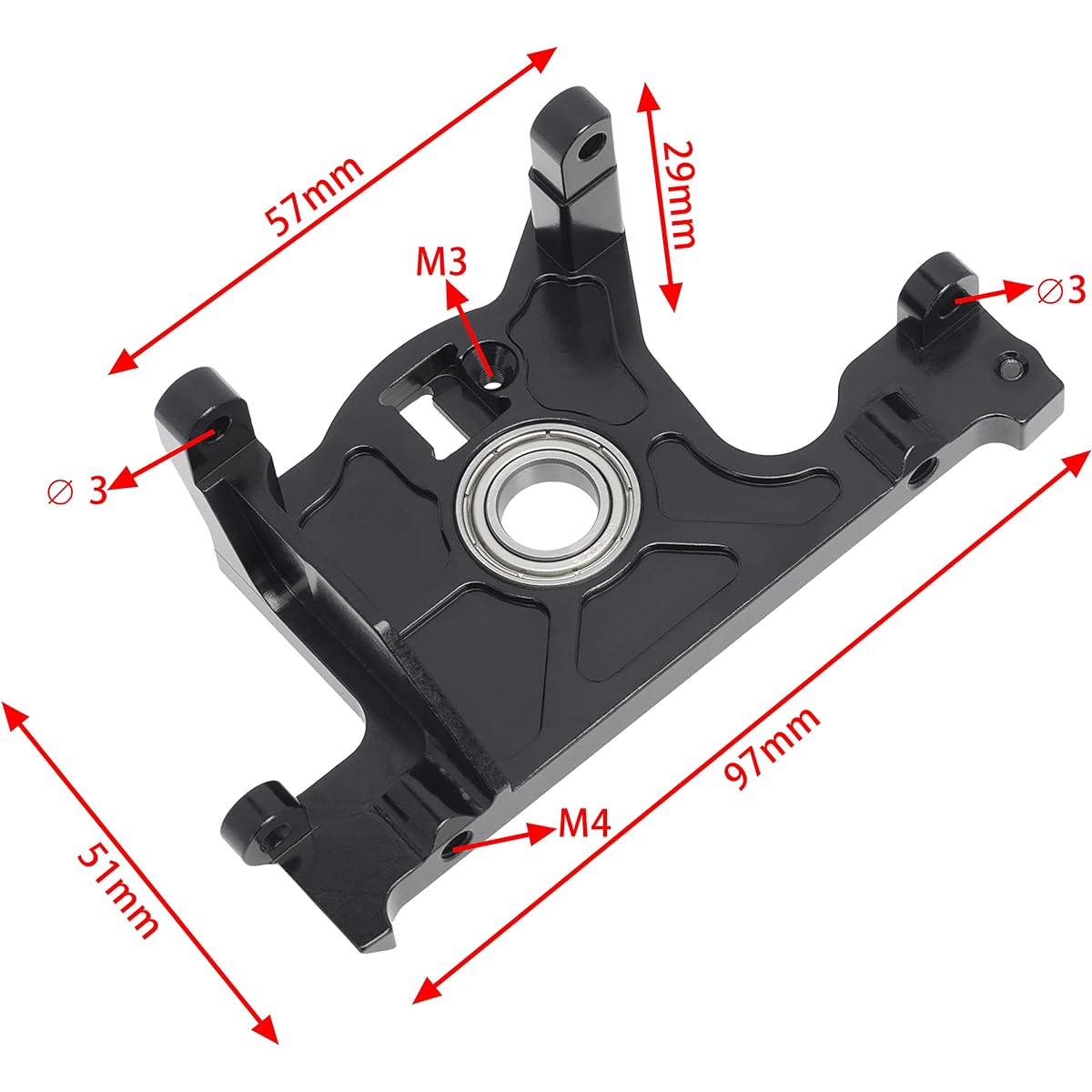 DKKY Aluminum Motor Mount 10x19x5 with Bearings for Traxxas Rusler 4x4 Slash LCG or 1/10 VXL Rally Vehicle