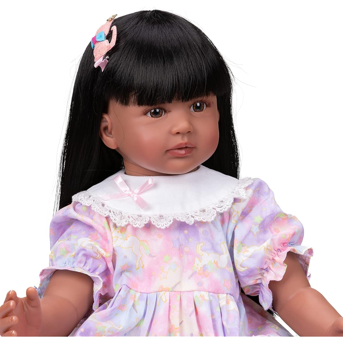 Angelbaby Reborn Toddler Doll Girl Black 24" Realistic African American Reborn Baby with Black Long Hair Soft Weighted Silicone Baby Doll Reborn Look