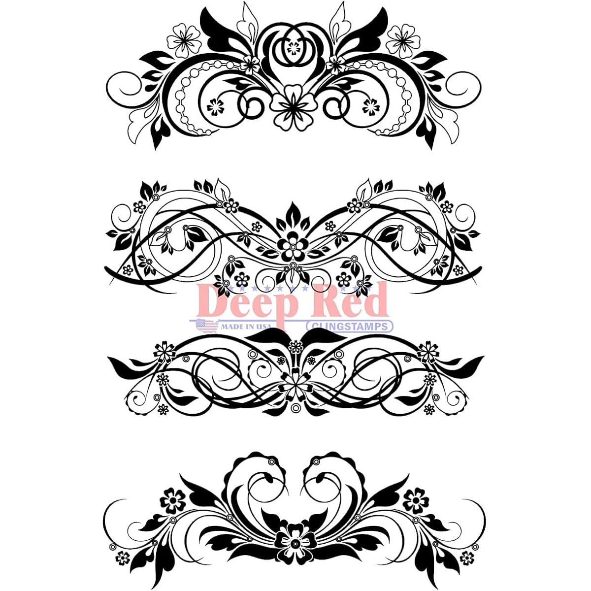Deep Red Cling Stamp Set Vector Flourishes