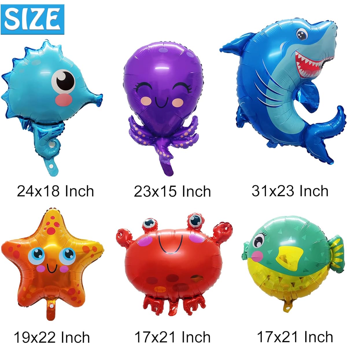 12 Pieces Sea Animal Aluminum Foil Balloons - Sea Party Theme Party Supplies - Wedding Birthday Party Games Baby Shower Party Favorites