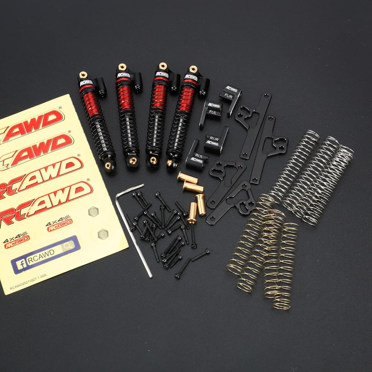 RCAWD 58mm SCX24 Shock Flex Blade Holder Mount Set for 1/24 Axial SCX24 AX24 Front Rear Shock Tower Upgrade Parts Black
