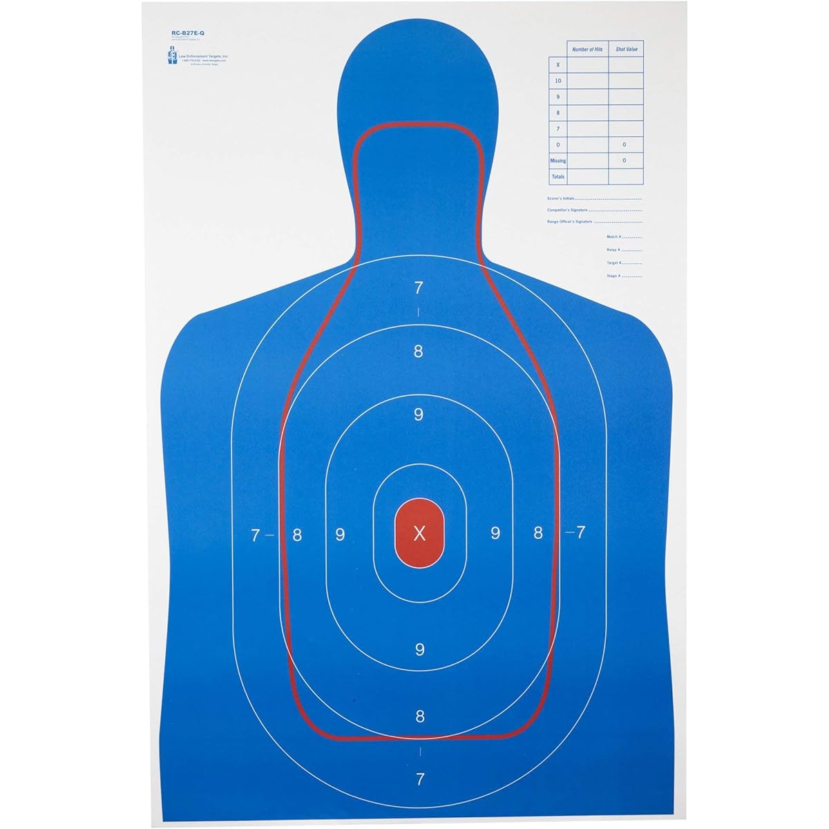 Action Targets RC-B27E-Q B-27E FBI Q Combination Target Blue/Red 23"x35" 100 pieces per box RC-B27E-