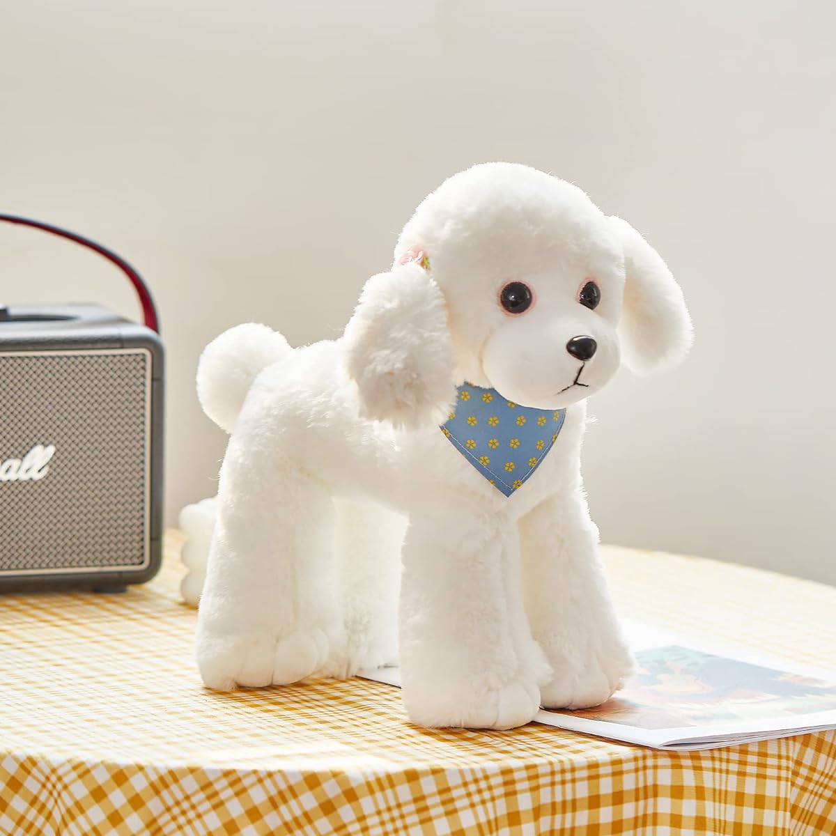 Athoinsu Realistic White Poodle Puppy Plush Toy, Soft Adorable Cuddly Stuffed Puppy Doll for Children's Day, Holidays, Birthdays, Toddlers, Kids, 12 Inch