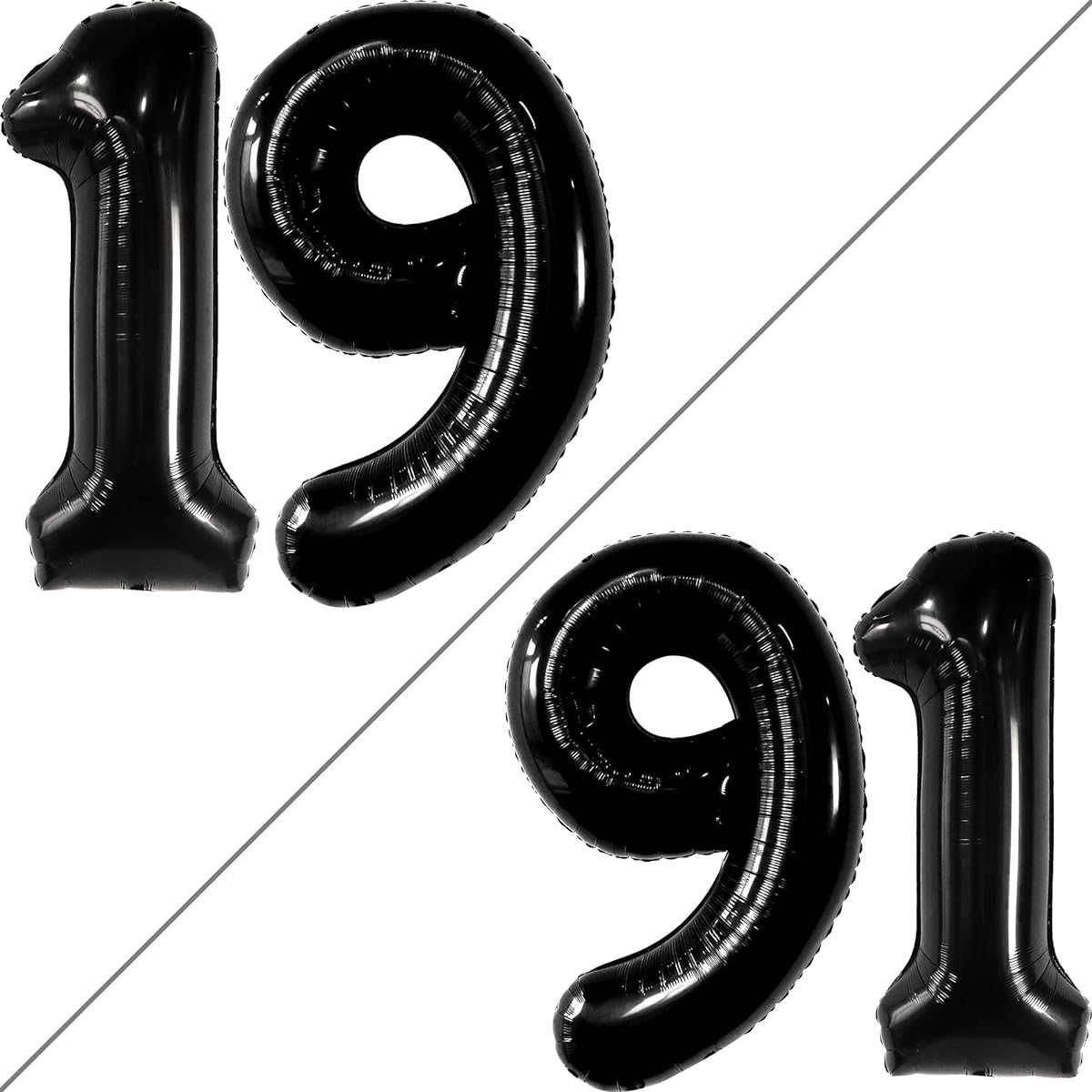 Black Number 19 Foil Balloon