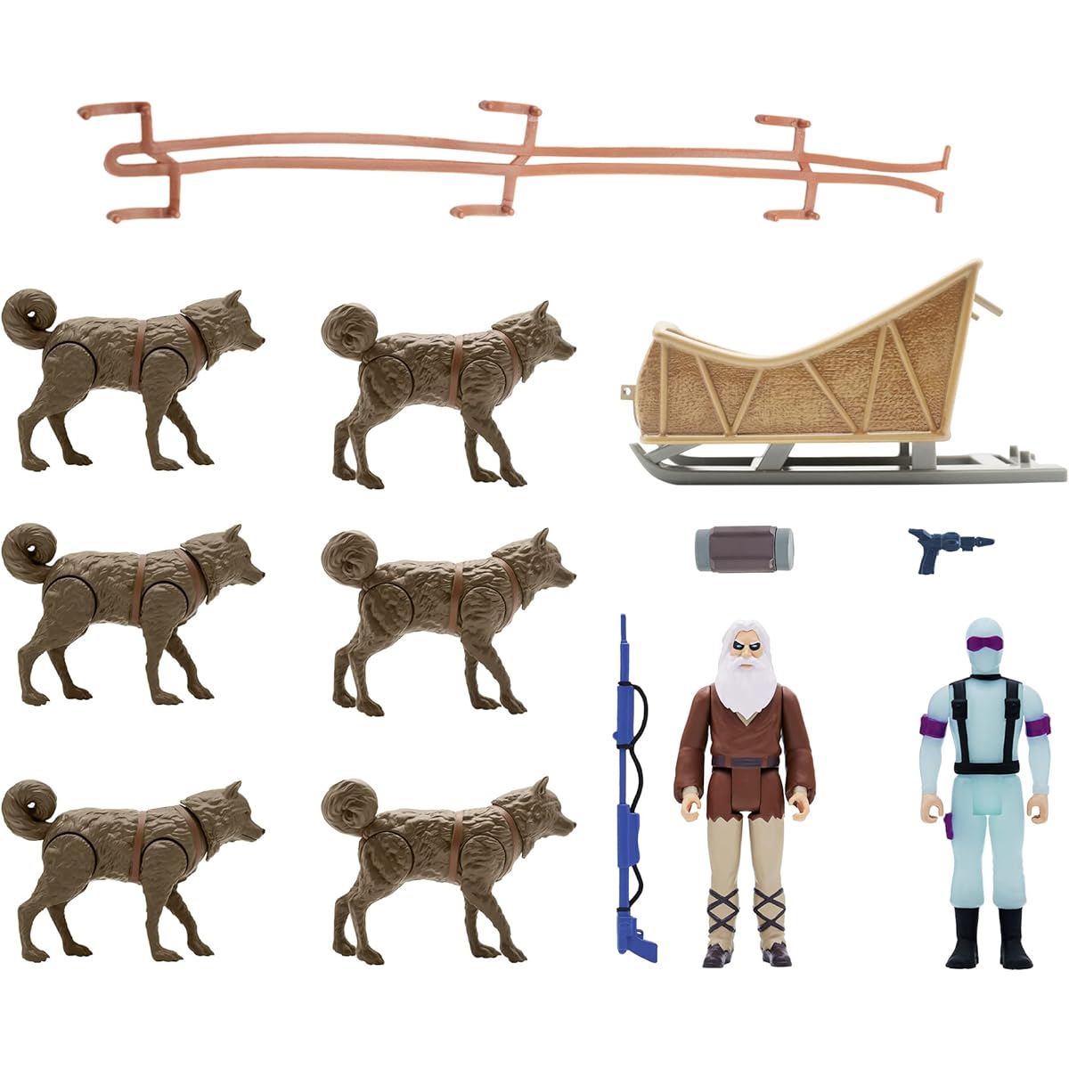 Super7 G.I. Joe: Arctic Rescue Vehicle Snake Eyes and Blind Woodsman Reaction Figure Set, Multicolor