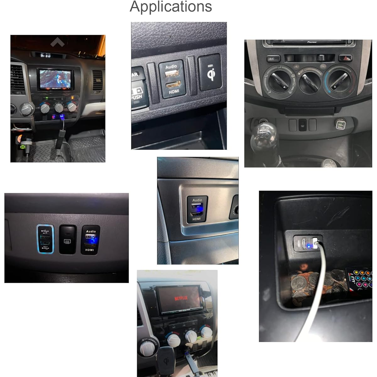 USB Audio Port Car Charger with HDMI Socket Port Compatible with Toyota/iPhone/Samsung/Mobile Phone/Laptop (34 x 22mm)