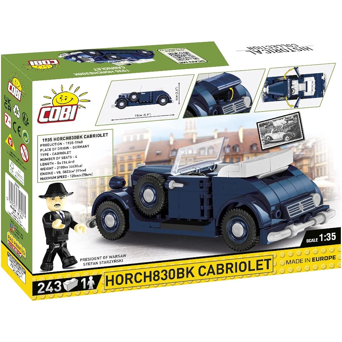 Cobi Historical Collection #2262 Horch 830BK Cabriolet (German Army) 1/35 scale