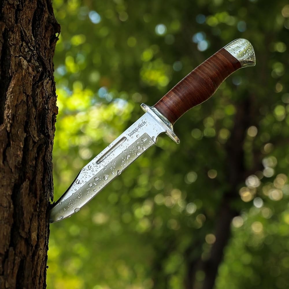 SWISS+TECH Knife, Sheath Knife, Outdoor Knife, Camping Knife, Blade Length Approximately 14cm, Case Included