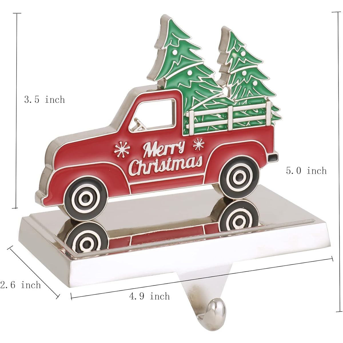 Red Truck Christmas Stocking Holder for Mantle, Truck Stocking Hanger for Fireplace, Christmas Mantle Clip Hanger for Stockings/Garland, Metal Stocking Hooks for Christmas Decorations (Truck B)
