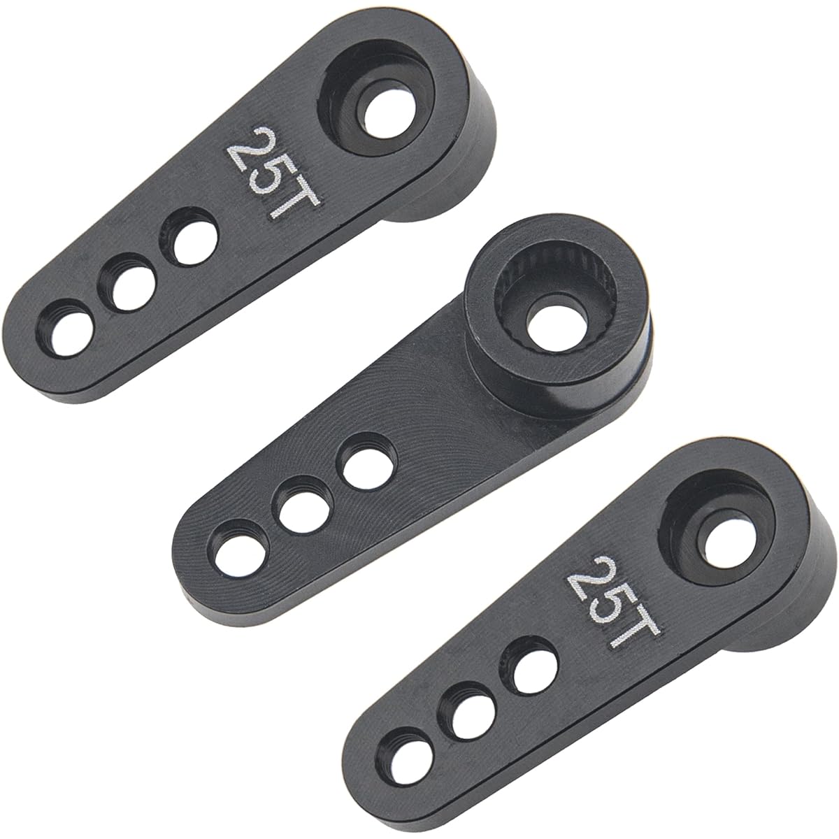 ShareGoo Metal 25T Servo Horn 25 Teeth Steering Arm Compatible with Futaba Savox Power HD HSP Servo Motor Wltoys Himoto Redcat Traxxas Axial 1/8 1/10 Car Truck (Black) Set of 3