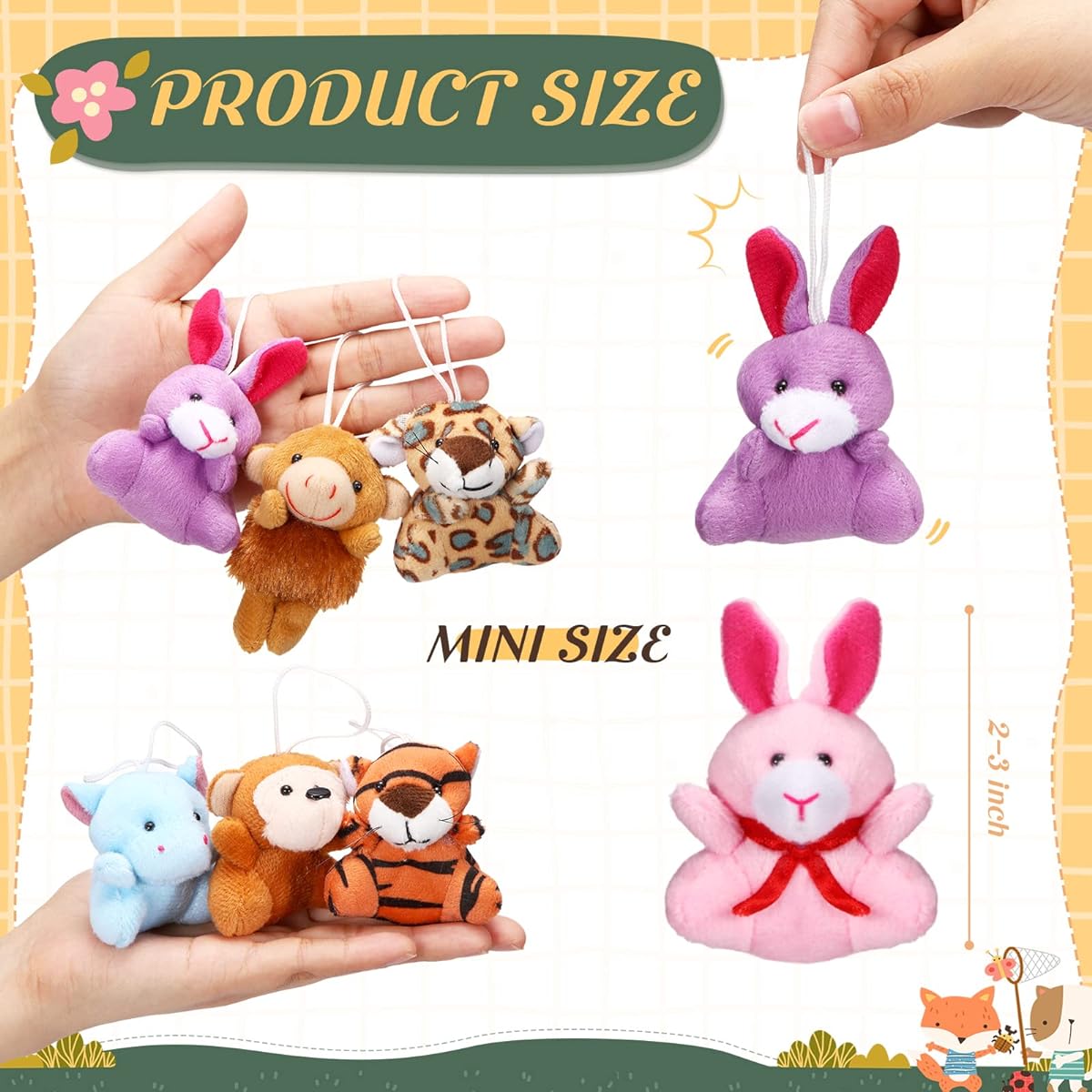 Leyndo 200 Mini Plush Toys Bulk Tiny Stuffed Animals Set Claw Machine Filler Toys Tiny Creature Keychains for Boys and Girls Carnival Prizes Classroom Rewards Gift Bag Fillers Party Favors