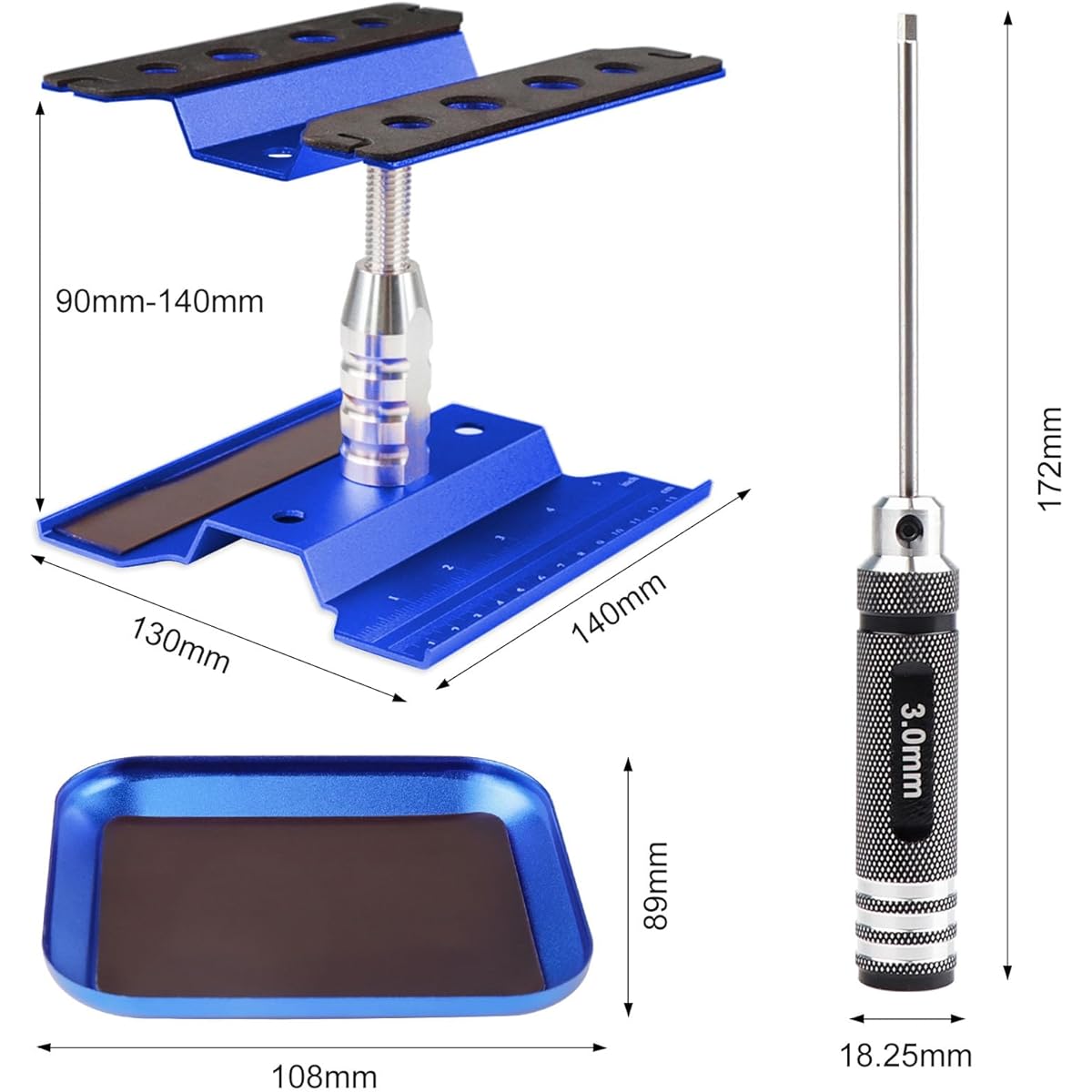 Acekeeps RC Tool Kit RC Car Repair Workbench RC Hex Driver Set M3 Screw Tool Box for 1/8 1/10 1/12 1/16 1/18 RC Car SC Truck Buggy Crawler (Blue)